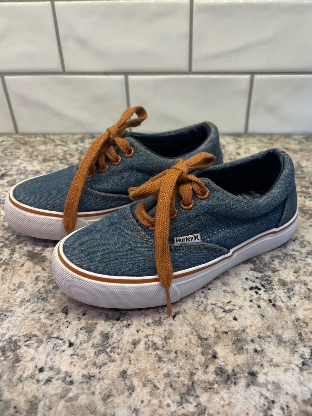 Hurley Marley Kids Size 12 Denim Blue Lace-Up Sneakers